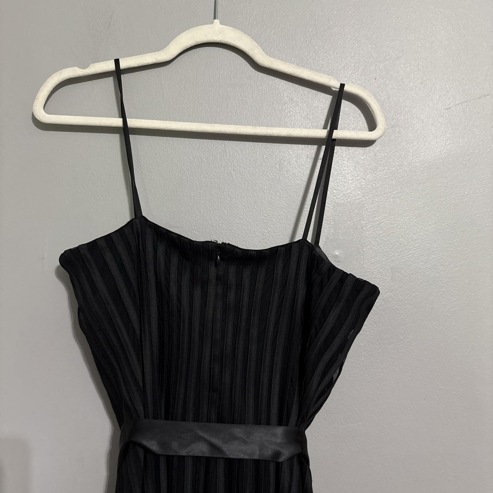 JS Collections Black‎ Tulle Striped Sleeveless Midi Holiday Party Dress Size 10 - Picture 7 of 13